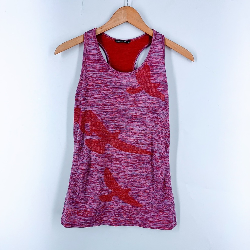 Oiselle Flyte Tank Top Womens Small Pink Red Space‎ Dye Bird Racerback Running